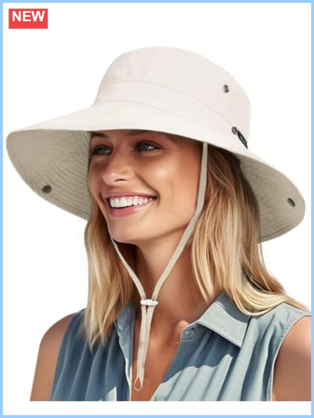 Women's Ponytail Sun Hat UPF 50+ Wide Brim Packable Cowboy Hat